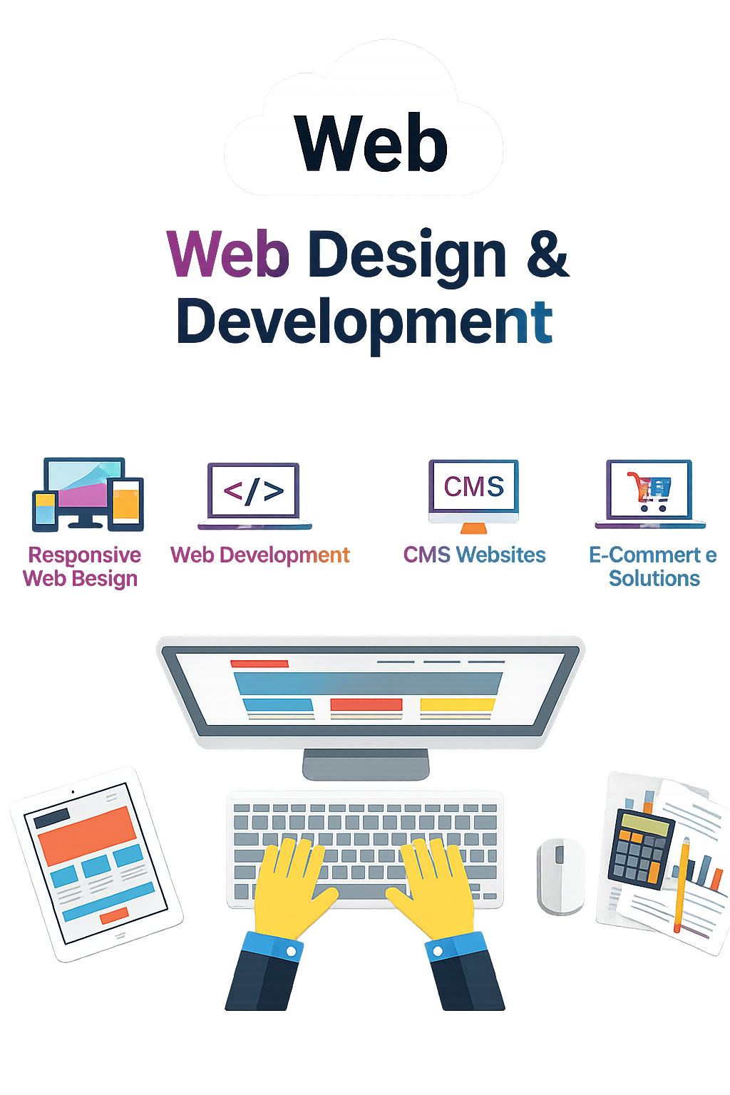 Digital marketing services this image showing website development icons